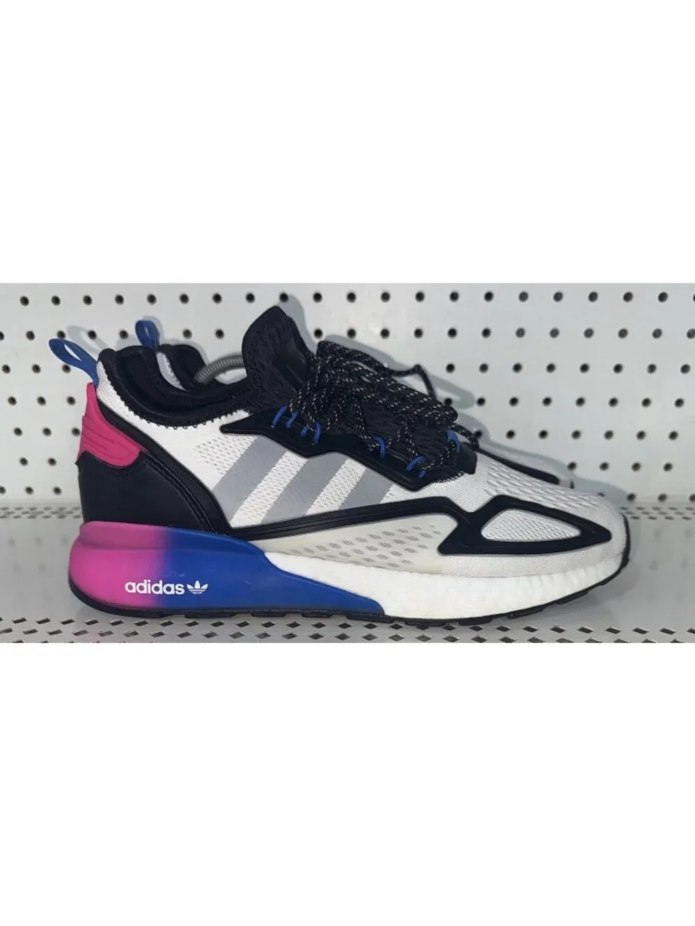 Adidas ZX 2K Boost Mens Athletic Shoes Sneakers Size 10 White Purple Pink Blue